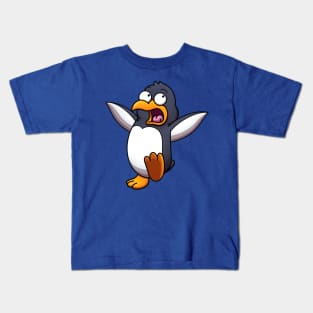 Scared Cartoon Penguin Kids T-Shirt